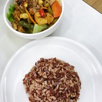 Bitter gourd mushroom with brown rice  at Onn Vegetarian 安顺素食 in Central Singapore