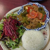 Combo with cashew chikin at Hearts Choices Thai Vegan Cafe in Calgary