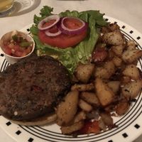 Black Bean Burger with Hook Potatoes at Red Hook Grill in Columbus