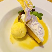 Vegan Caribbean mango pie  at Yemanja Woodfired Grill in Oranjestad