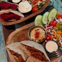 Teriyaki 'chicken' tempeh and beetroot pitas. at Eat.Co in Koh Phangan