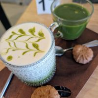 Iced matcha latte and hot matcha at Eat.Co in Koh Phangan