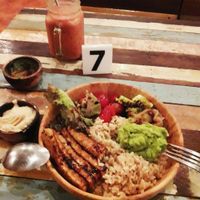 Teriyaki Bowl & Smoothie (banana, strawberry, passionfruit & mint) at Eat.Co in Koh Phangan