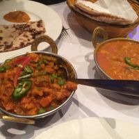 Mixed veg curry, dal and roti at Mother India Hobart in Hobart