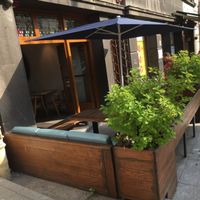 outside seating  at Miazsz in Krakow