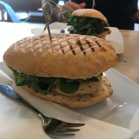 small panino for 10 zloty, one with tofu and the other with hummus  at Miazsz in Krakow