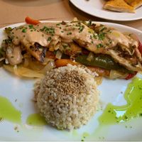 Fried ‘chicken’, so tasty, nice satay sauce  at Vegetalia - Raval in Barcelona