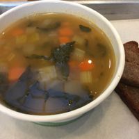 White bean kale soup with gf bread  at Seed + Salt in San Francisco