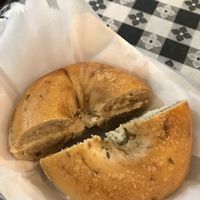 Marble rye bagel with vegan cream cheese!  at Ruthie's Bagel Dish in Highland Park