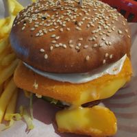Fried cheese burger at Belzepub in Prague