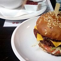 The best vegan burger with cheese! at Belzepub in Prague