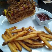 great vegan hot dog (it was much better than my photography skills, home made at Belzepub in Prague