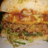 Inside the chilli burger at Belzepub in Prague