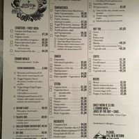 Menu at Enjoy Vegan in Barcelona