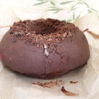 Chocolate covered donut at Enjoy Vegan in Barcelona