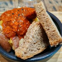 Verduras al vapor con salsa romesco at Sesamum in Albacete