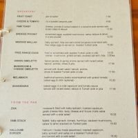 menu at Yami in Brunswick Heads