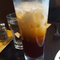 Thai ice tea with coconut milk at Indochine Vegan in San Francisco