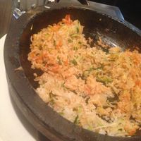 some dishes served in a real stone pot at Indochine Vegan in San Francisco