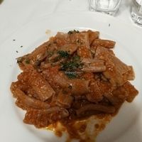 Vegan ragu with seitan and whole-wheat pasta at Trattoria Enzo e Piero in Florence