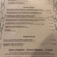 Menu at Trattoria Enzo e Piero in Florence