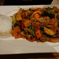 Dish with mock beef at Well Being II in Cologne