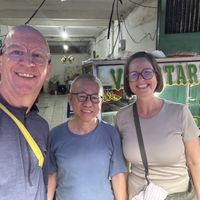 65 years of vegan between us —- Paul (11 years vegan) mr Handi (30 years vegan) Caryl (24 years vegan)  at Vegetarian Restaurant in Jakarta