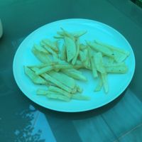 Portion of fries that came with the "hot dog" at Ashkha in Arequipa