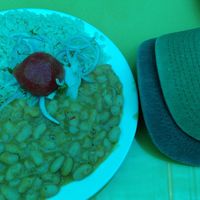 Rice, beans, steak at Ashkha in Arequipa