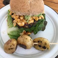 Mac and cheese burger  at VeganMunch in Monterrey