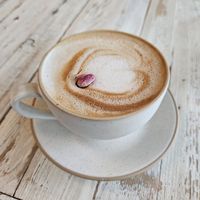 Rose Petal Latte at Jamjar - Commercial Dr in Vancouver