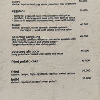 Menu at Coco Beach in 