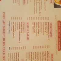 menu at Coco Beach in 