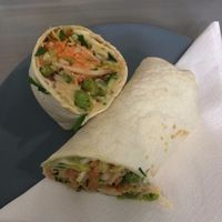 Roots wrap (houmous and mix of salads). at Roots Vegetarian Cafe in Lancaster