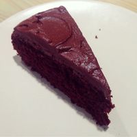 Vegan chocolate orange cake at Roots Vegetarian Cafe in Lancaster