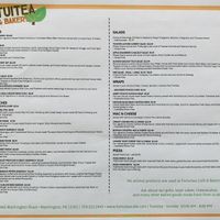 Fortuitea menu at Fortuitea Cafe and Bakery in Washington