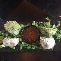 Spinach and shiitake dim sum! at Green Roll - Ahad Ha'Am St in Tel Aviv