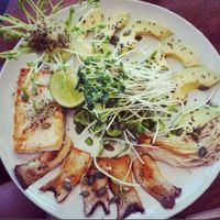 tofu mushroom avocado platter! wow!  at Bubbles Live in Chiang Mai