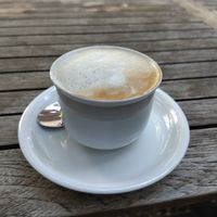 Cappuccino mit Hafermilch at Frucht and Genuss in Dusseldorf