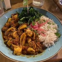 spicy no-goat curry  at Las Iguanas in Cambridge