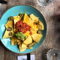 loaded nachos at Las Iguanas in Cambridge