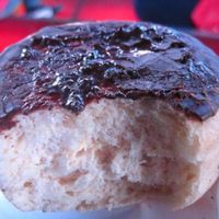 Doughnut with Boston cream. at Atlas Cafe and Bakery in New York City