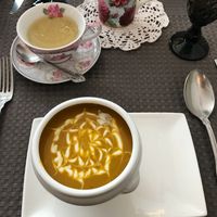 Butternut squash soup at Un Piano dans la Theiere in Orleans