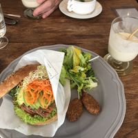 Avocado burger, soup of the day and banana shakes at Organic Table by Lapaz in Tokyo