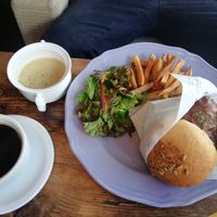 Burger with soup and coffee at Organic Table by Lapaz in Tokyo