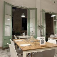 Simple clean interior  at El Vergel Veggie Restaurant in Tarragona