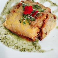 Pastís de patata at El Vergel Veggie Restaurant in Tarragona