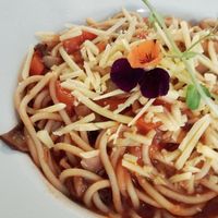 Espaguetis at El Vergel Veggie Restaurant in Tarragona