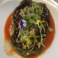 Paprika mit Reis-‚Hack‘ Füllung  at El Vergel Veggie Restaurant in Tarragona