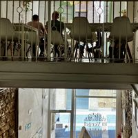 A glimpse above the entrance   at El Vergel Veggie Restaurant in Tarragona